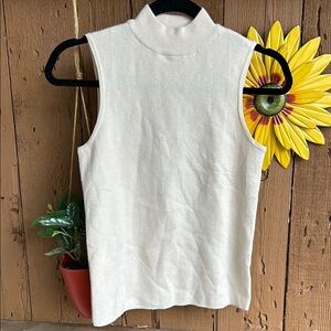 Cream Sleeveless Mock Neck Top